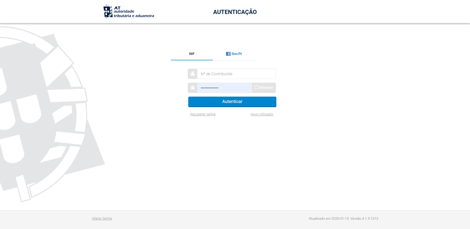 Finanças login