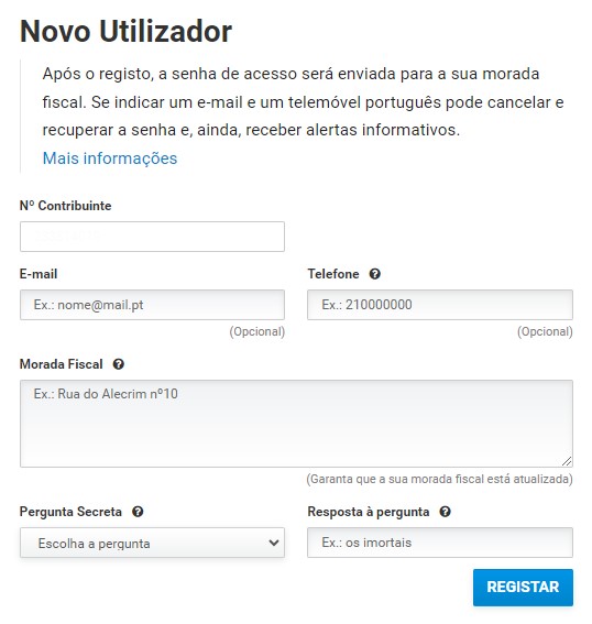 Register login Finanças